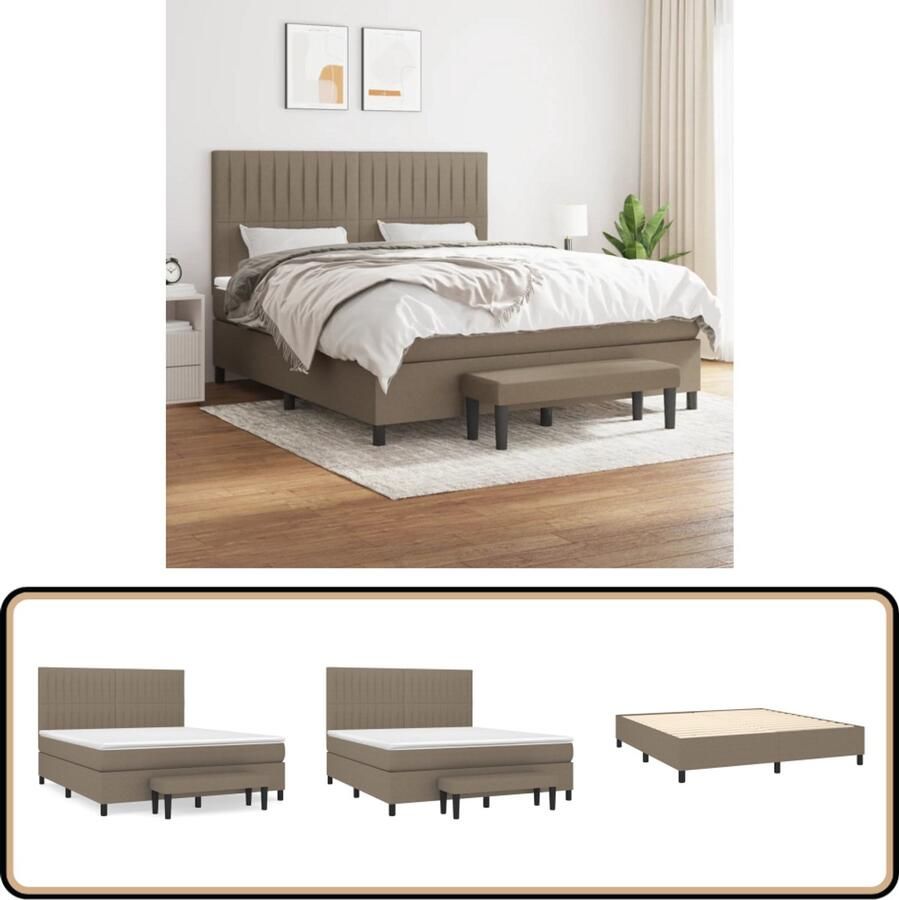 VidaXL Boxspring Taupe 180x200 cm Inclusief Matras Boxspringbed Boxspring Slaapkamerinrichting Tweepersoonsbed Pocketed Verenmatras