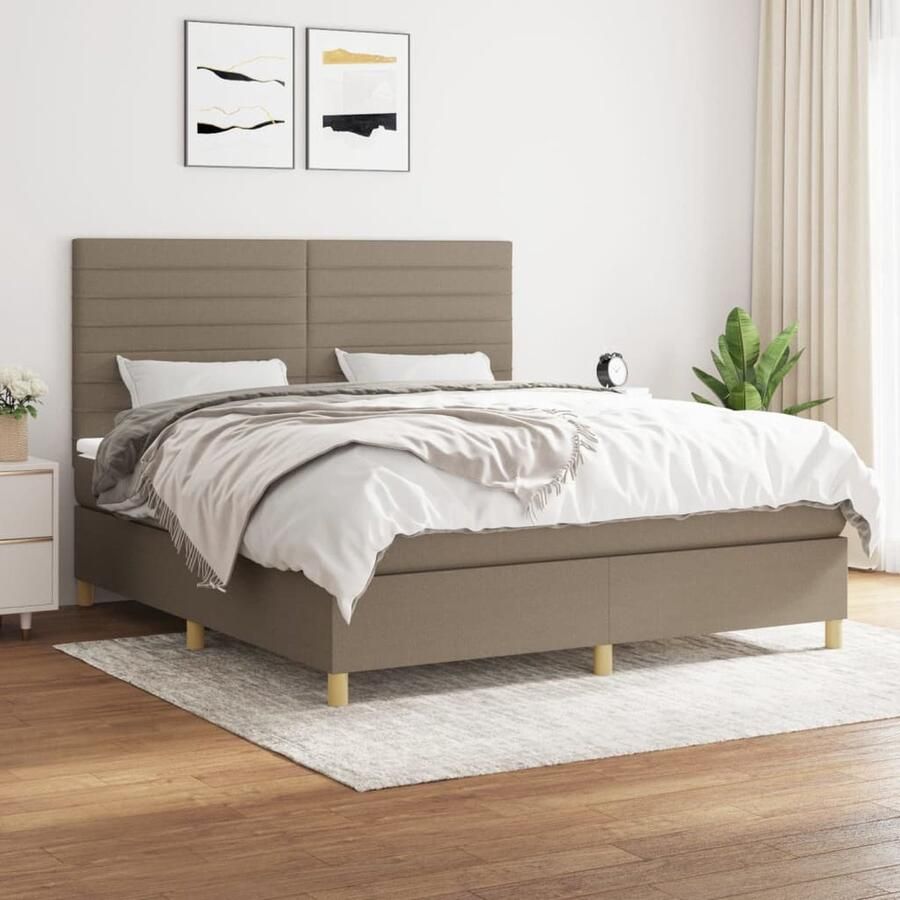 VidaXL Boxspring Taupe 180x200 cm Inclusief Matras Boxspringbed Boxspring Tweepersoonsbed Bed Frame Pocketed Spring Mattress Medium Firm Mattress Taupec - Foto 2