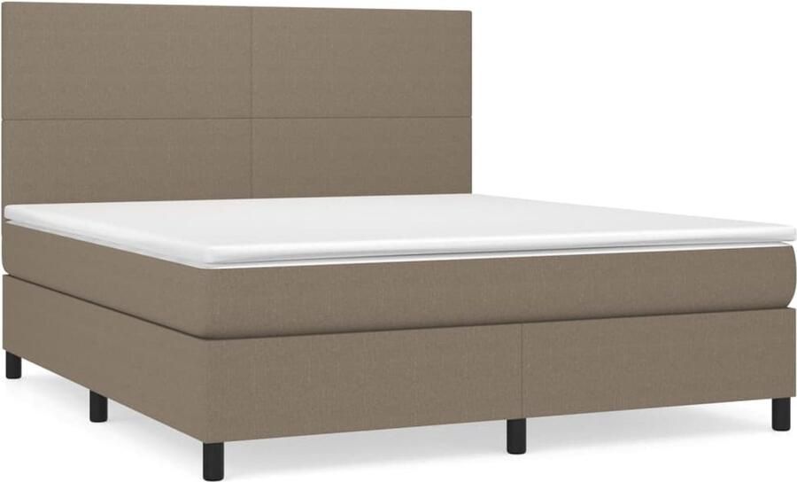 VidaXL Boxspring Taupe 180x200 cm Inclusief Matras Boxspringbed Boxspring Tweepersoonsbed Slaapcomfort Pocketvering Taupecleur Bed Frame Hoofdbord Matras - Foto 2