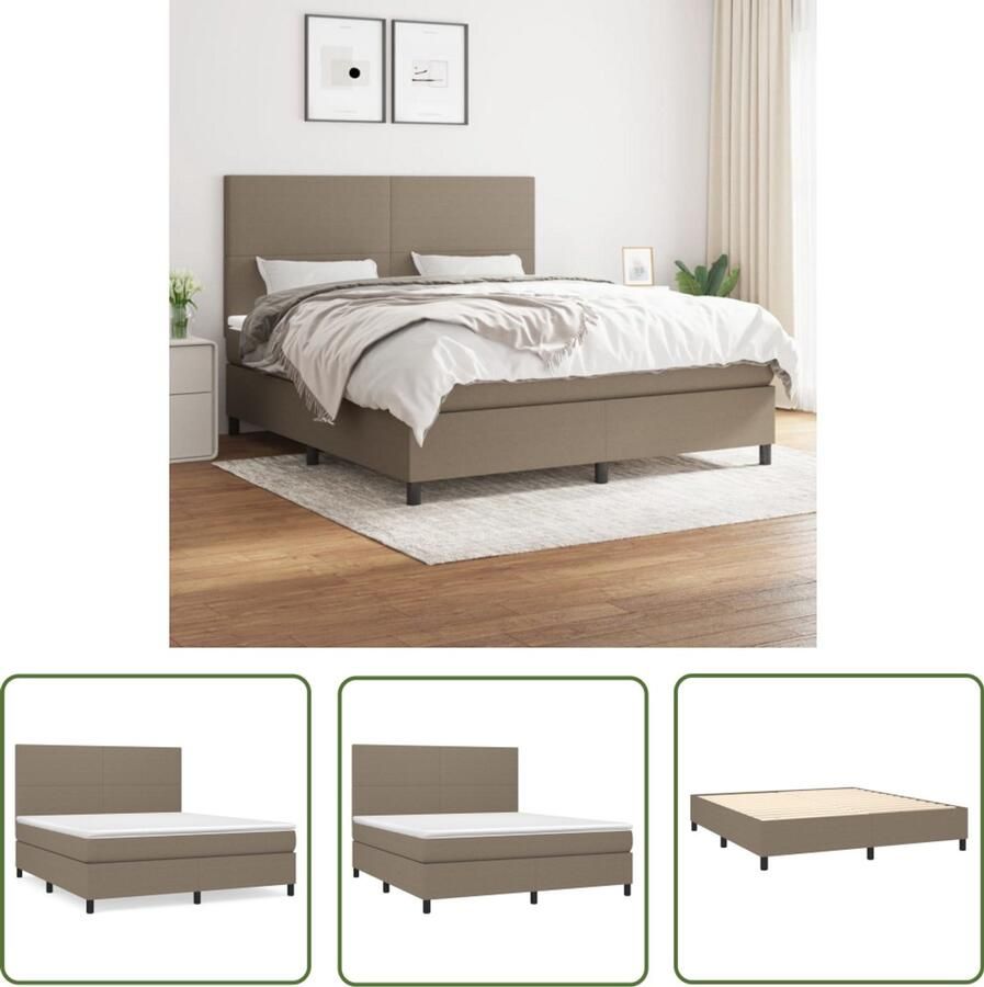 VidaXL Boxspring Taupe 180x200 cm Inclusief Matras Boxspringbed Boxspring Tweepersoonsbed Slaapcomfort Pocketvering Taupecleur Bed Frame Hoofdbord Matras