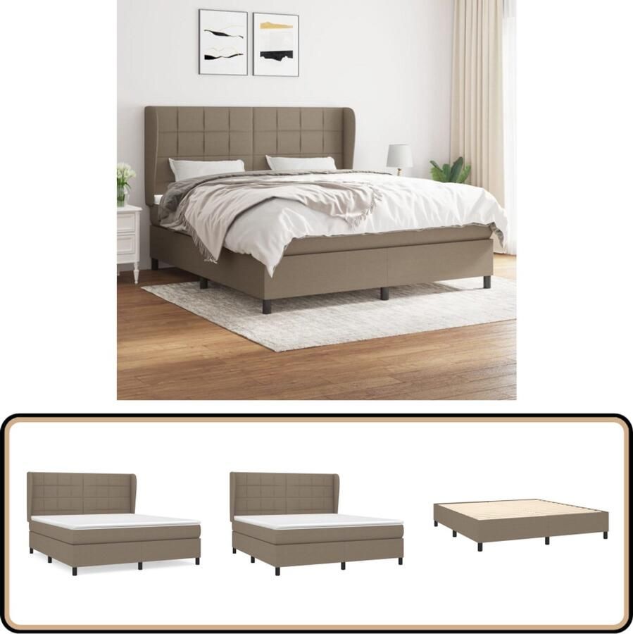 VidaXL Boxspring Taupe 180x200 cm Inclusief Matras Boxspringbed Boxsprings Slaapkamerinrichting Tweepersoonsbed Pocketveermatras