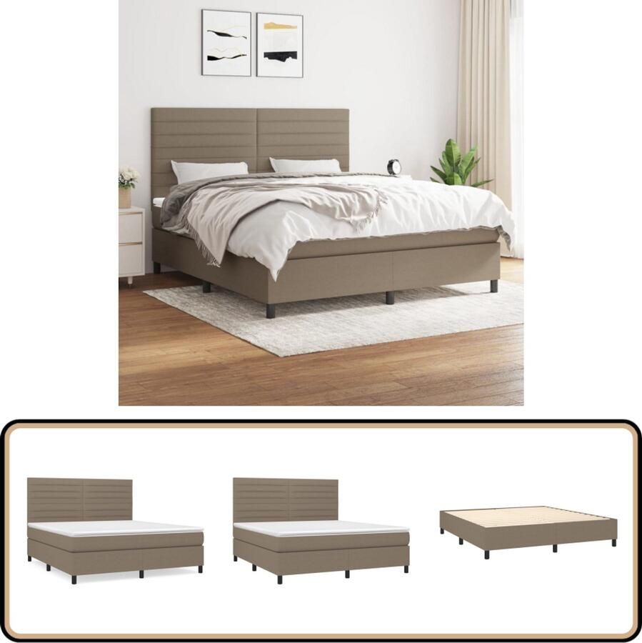 VidaXL Boxspring Taupe 180x200 cm Inclusief Matras Boxspringbed Pocketvering Tweepersoonsbed Taupe Slaapkamer Meubilair