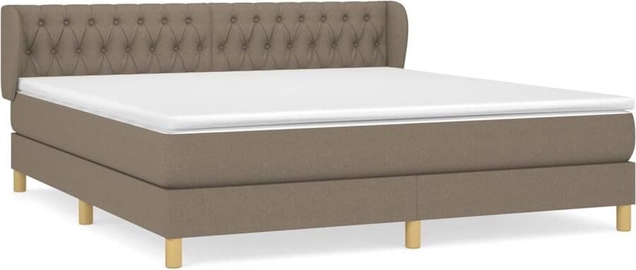 VidaXL Boxspring Taupe 180x200 cm Inclusief Matrassen Boxspringbed King Size Bed Taupe Bed Pocketed Spring Mattress Medium Firm Mattress Adjustable Headboard - Foto 2