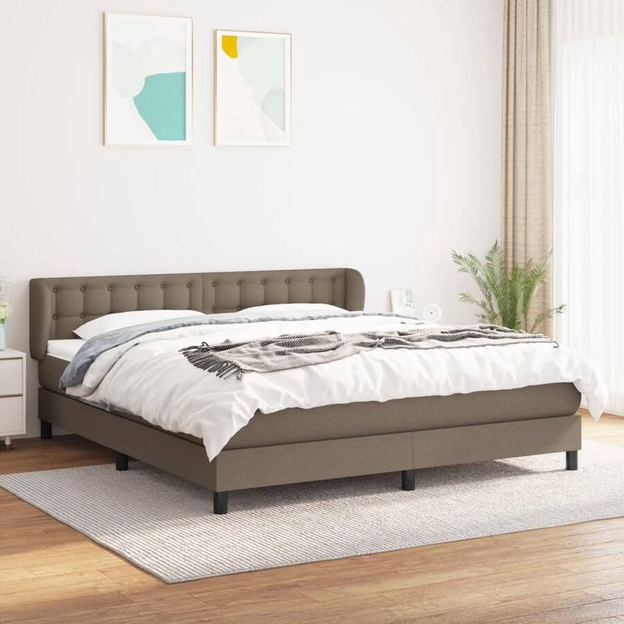 VidaXL Boxspring Taupe 180x200 cm Inclusief Matrassen Boxspringbed Slaapcomfort Boxspring Tweepersoonsbed Pocketed Spring Mattress Middenhard Matras Taupec - Foto 2