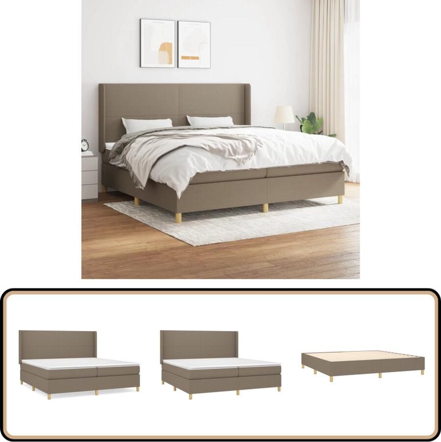 VidaXL Boxspring Taupe 200x200 cm Inclusief Matras Boxspringbed Boxspring Tweepersoonsbed Slaapcomfort Pocketed Verenmatras
