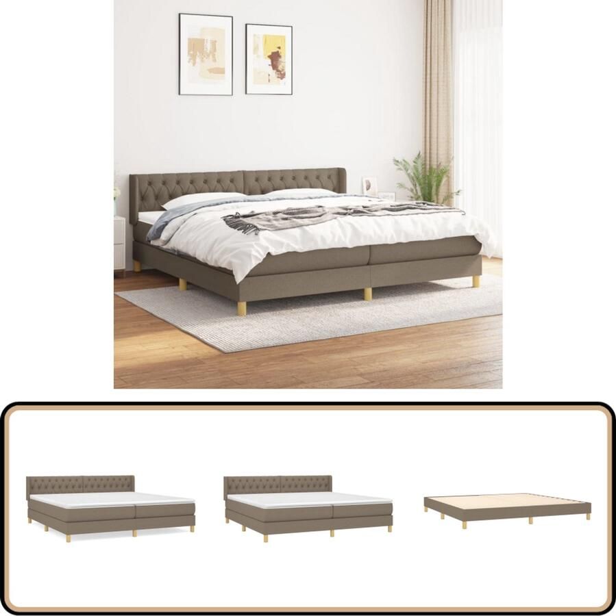 VidaXL Boxspring Taupe 200x200 cm Inclusief Matras Boxspringbed Boxsprings Slaapkamerinrichting Tweepersoonsbed Pocketed Spring Mattress