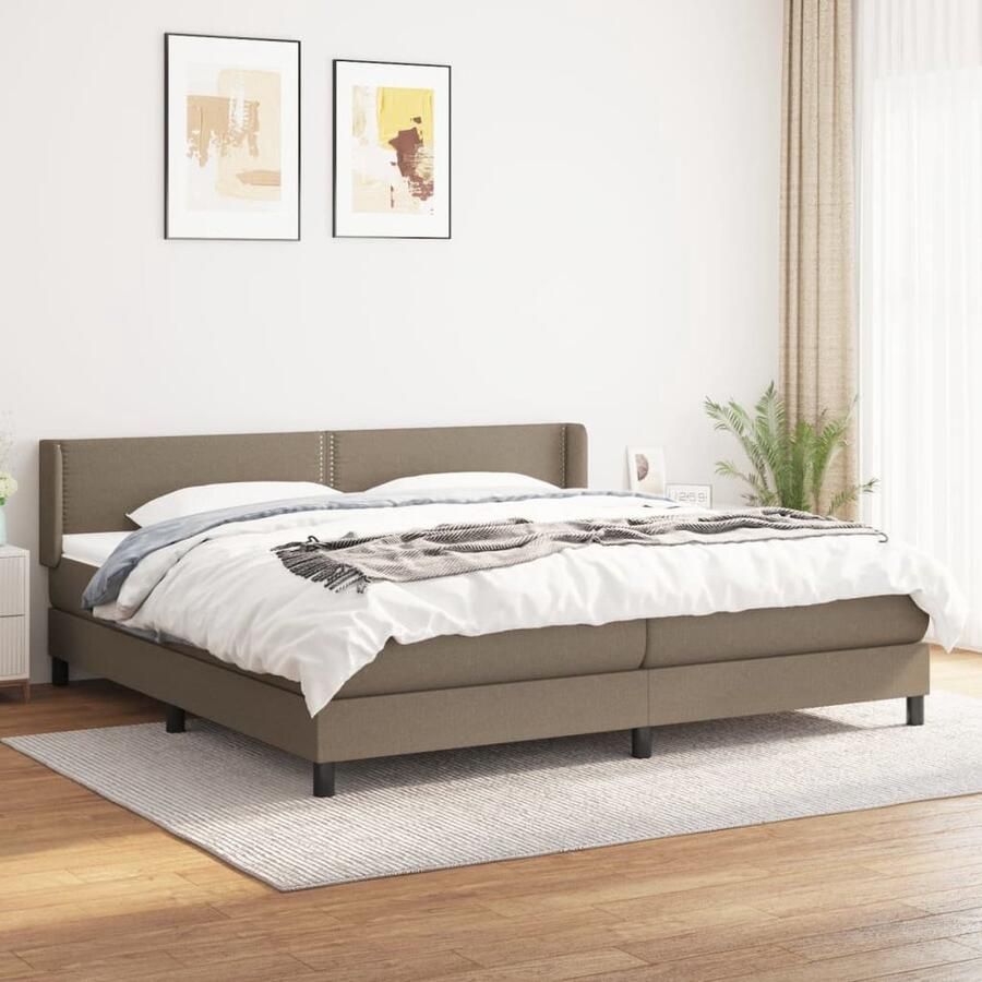 VidaXL Boxspring Taupe 200x200 cm Inclusief Matras Boxspringbed Slaapcomfort Boxspring Tweepersoonsbed Taupecouleur Pocketed Verenmatras Middenhard - Foto 2