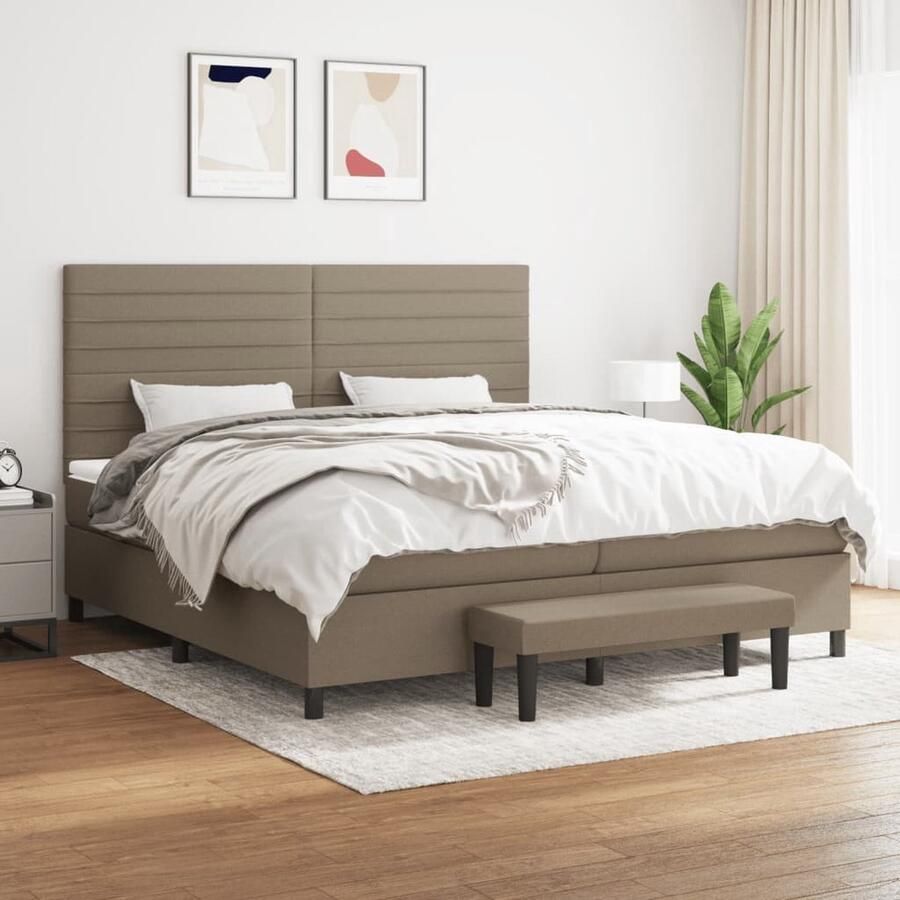 VidaXL Boxspring Taupe 200x200 cm met Matras Boxspringbed Slaapcomfort Boxspring Tweepersoonsbed Bed Frame