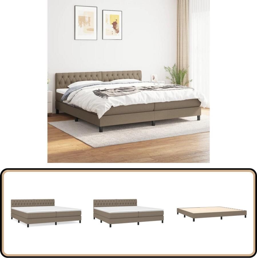 VidaXL Boxspring Taupe 200x200cm Inclusief Matras Boxspringbed Boxspring Tweepersoonsbed Slaapcomfort Pocketvering Taupecolor Middenhard