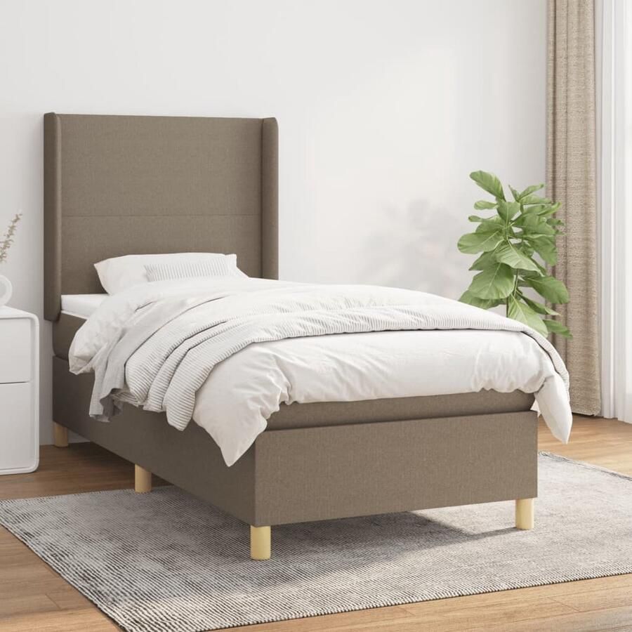 VidaXL Boxspring Taupe 80x200 cm Inclusief Matras Boxspringbed Boxsprings Slaapkamerinrichting Tweepersoonsbed Pocketvering Matras Middenhard Matras Taupec - Foto 2