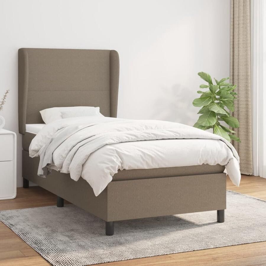 VidaXL Boxspring Taupe 80x200 cm Inclusief Matras Boxspringbed Pocketveer Matras Comfort Slaapcomfort Rustgevend Duurzaam Taupe - Foto 2