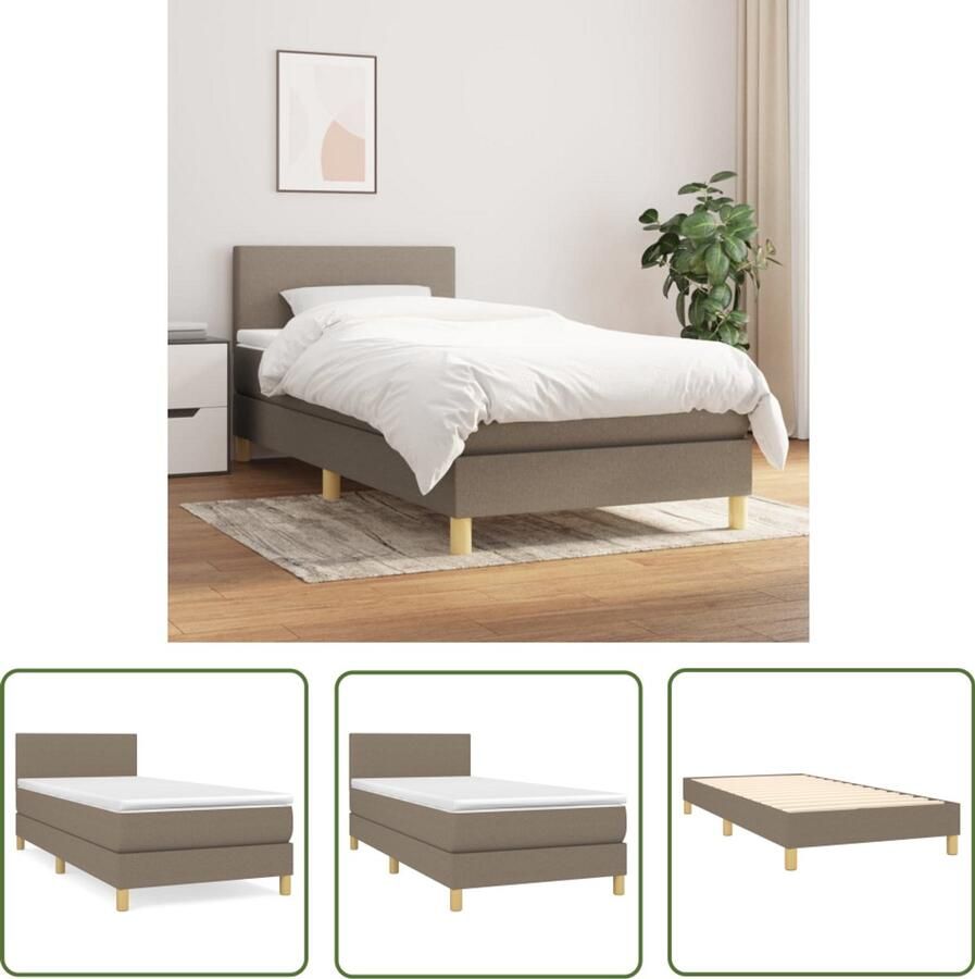 VidaXL Boxspring Taupe 90x190 cm Inclusief Matras Boxspringbed Boxspring Slaapkamerinrichting Tweepersoonsbed Bed Met Hoofdbord Taupecouleur Tapijt