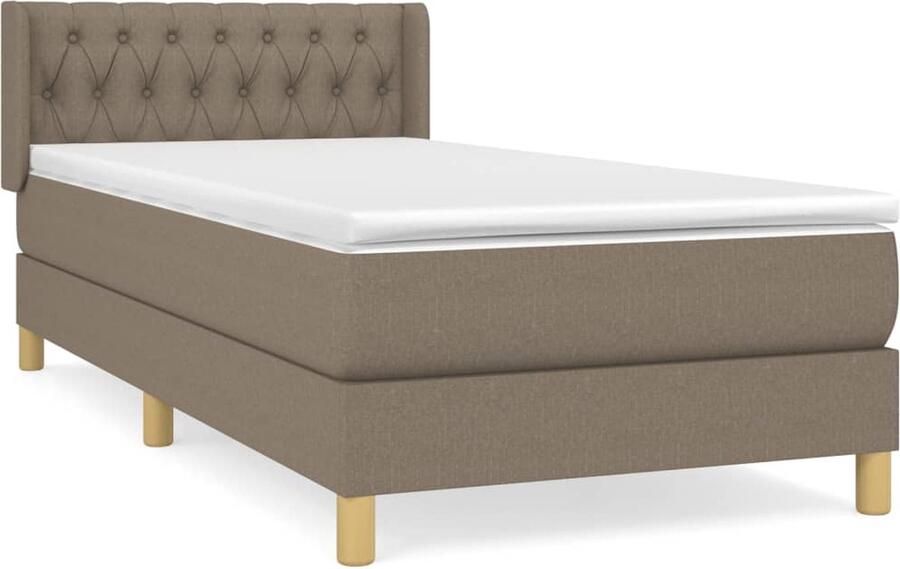 VidaXL Boxspring Taupe 90x190 cm Inclusief Matras Boxspringbed Pocketvering Matras Middelhard Taupe Slaapkamer Meubels Bed Frame Hoofdbord Boxspring - Foto 2