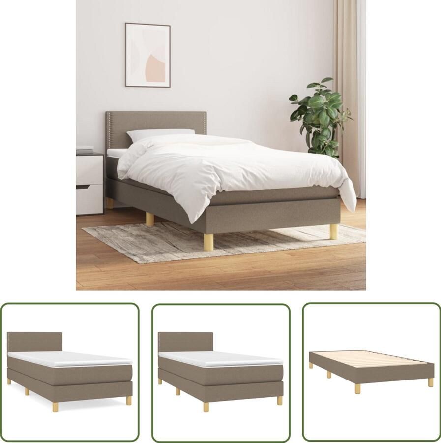 VidaXL Boxspring Taupe Inclusief Matras 80x200 cm Boxspringbed Boxspring Tweepersoonsbed Bed Frame Taupeclub Slaapcomfort Pocketveermatras Middenhard