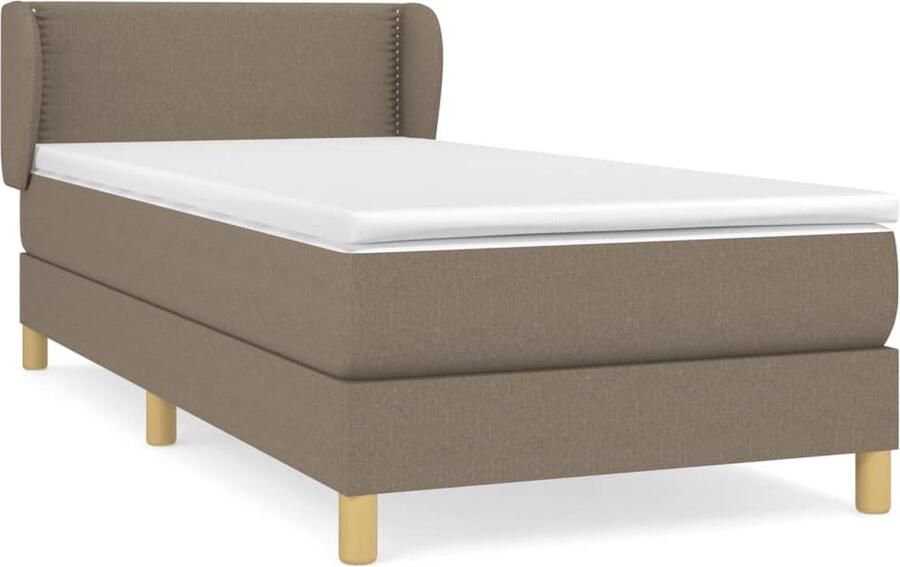 VidaXL Boxspring Met matras Stof Taupe 80x200 cm Boxspringbed Slaapkamerinrichting Boxsprings Tweepersoonsbed Stapelbare Bedden Rustig Slapen Ergonomisch Bed Goede Nachtrust Luxe Bed - Foto 2