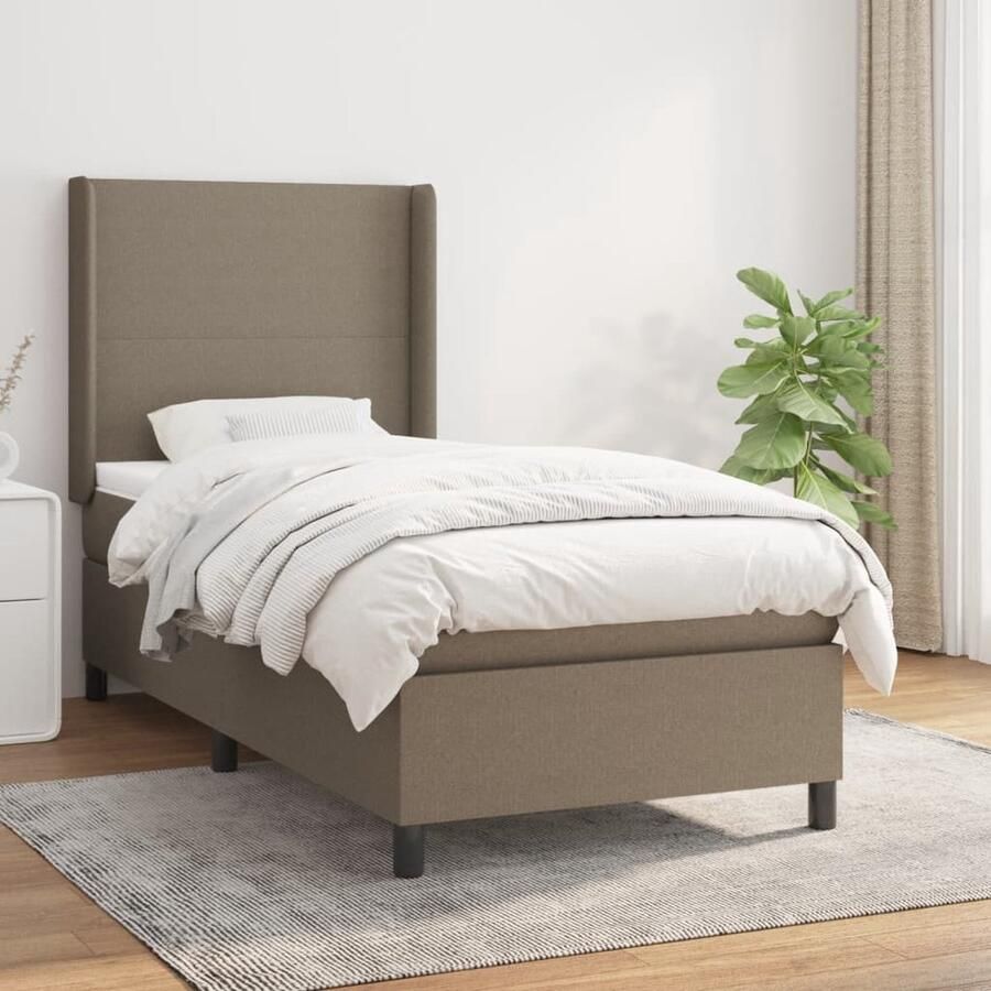 VidaXL Boxspring Taupe 90x200 cm Inclusief Matras Boxspringbed Boxspring Slaapkamerinrichting Tweepersoonsbed Pocketed Spring Mattress Medium Firm Mattress Adjustable Headboard - Foto 2
