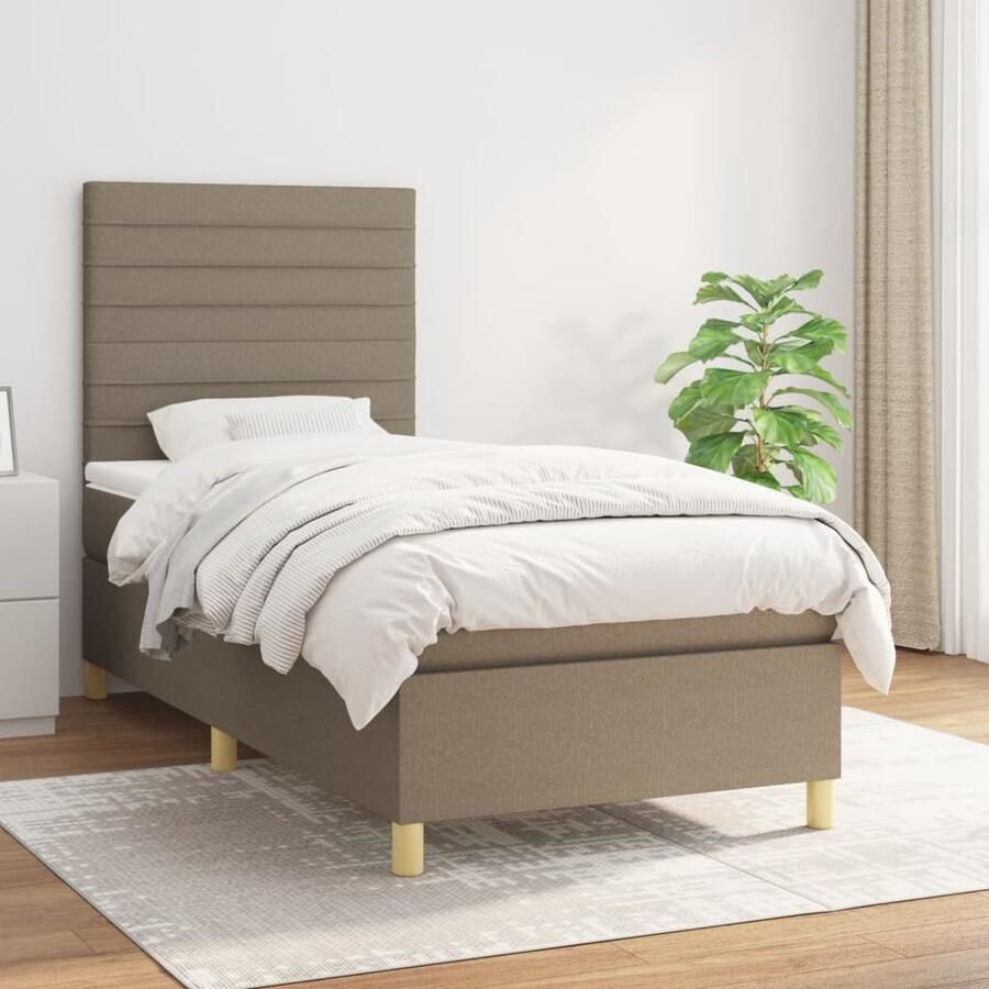 VidaXL Boxspring Taupe 80x200 cm Inclusief Matras Boxspringbed Boxspring Tweepersoonsbed Slaapcomfort Matras Pocketed Spring Mattress Tapijtkleurig Beige - Foto 2