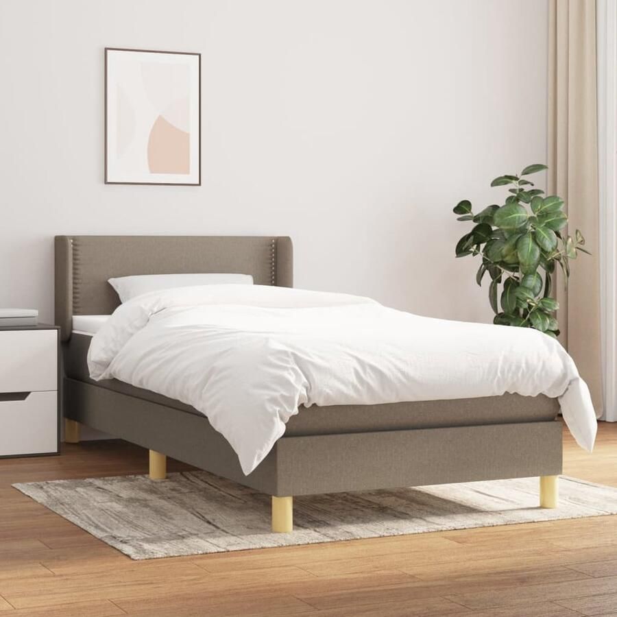 VidaXL Boxspring Taupe 80x200 cm Inclusief Matras Boxspringbed Boxspring Tweepersoonsbed Stapelbed Bed Frame Houten Bed Tapijtkleurig Bed Rustig Bed Ergonomisch Bed Luxe Bed