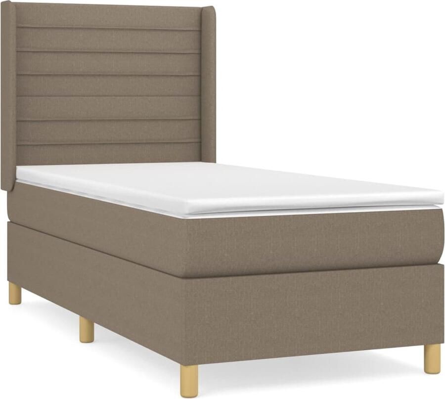 VidaXL Boxspring Taupe Inclusief Matras 90x190 cm Boxspringbed Boxspring Tweepersoonsbed Slaapcomfort Pocketed Veren Middenhard Taupecleur Frame - Foto 2
