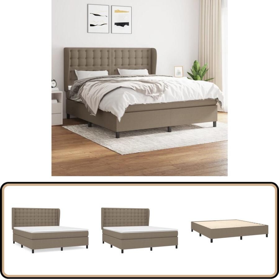 VidaXL Boxspring Taupe Inclusief Matras 160x200 cm Boxspringbed Boxspring Bed Frame Tweepersoonsbed Taupecleur