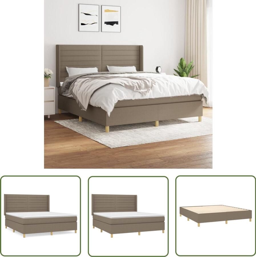 VidaXL Boxspring Taupe Inclusief Matras 160x200 cm Boxspringbed Slaapcomfort Boxspring Tweepersoonsbed Pocketed Verenmatras Middenhard Matras Taupec