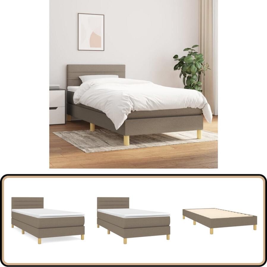 VidaXL Boxspring Taupe Inclusief Matras 80x200 cm Boxspringbed Slaapcomfort Boxspring Tweepersoonsbed Bed Met Hoofdbord