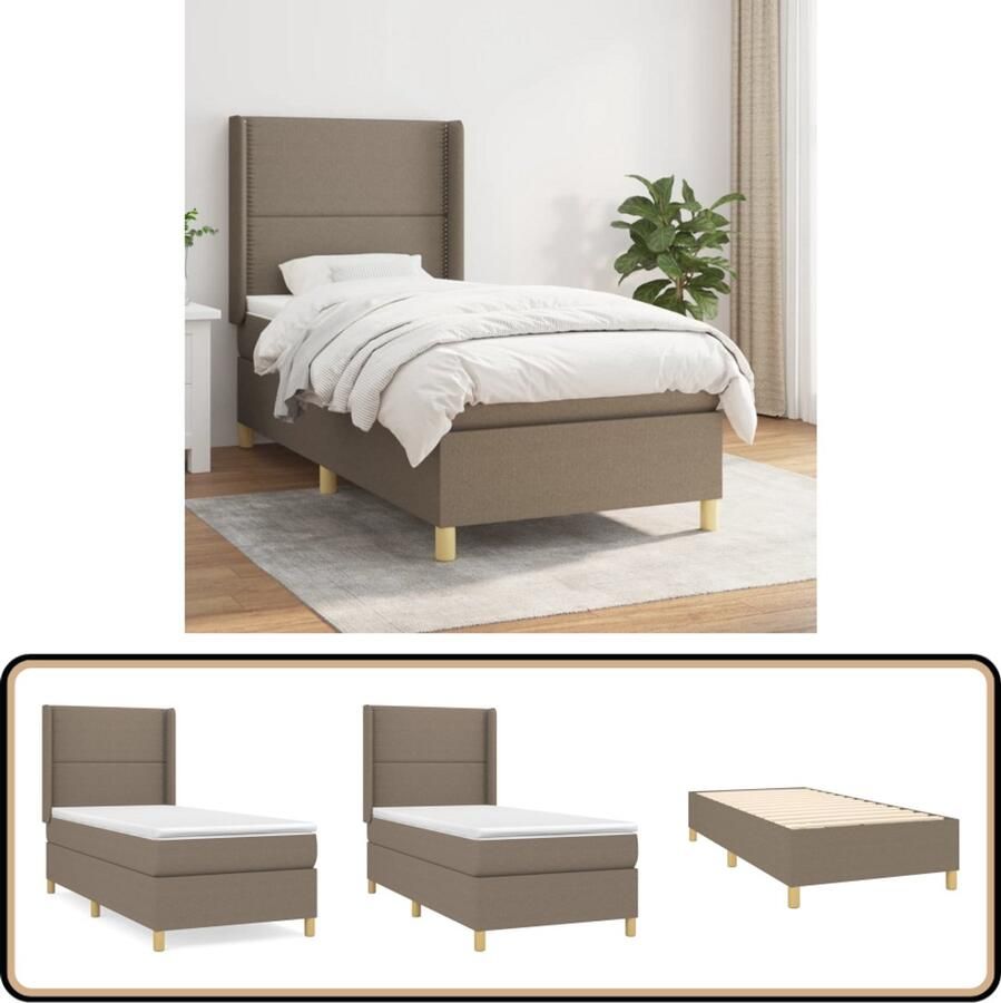 VidaXL Boxspring Taupe Inclusief Matras 90x190 cm Boxspringbed Boxspring Slaapkamerinrichting Slaapcomfort Pocketing Matras
