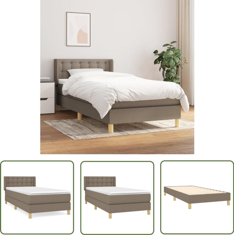 VidaXL Boxspring Taupe Inclusief Matras 90x190 cm Boxspringbed Slaapcomfort Pocketveermatras Middenhard Taupe Tweepersoonsbed