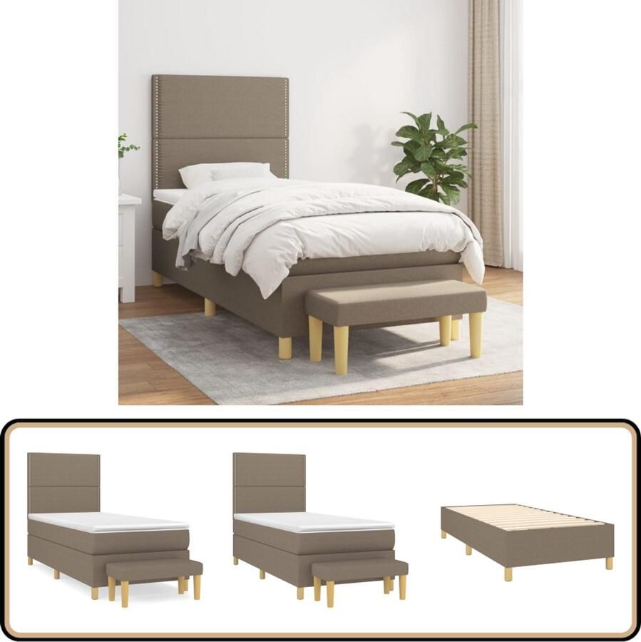 VidaXL Boxspring Taupe Inclusief Matras 90x200 cm Boxspringbed Boxspring Slaapkamer Meubels Tweepersoonsbed Bed Frame