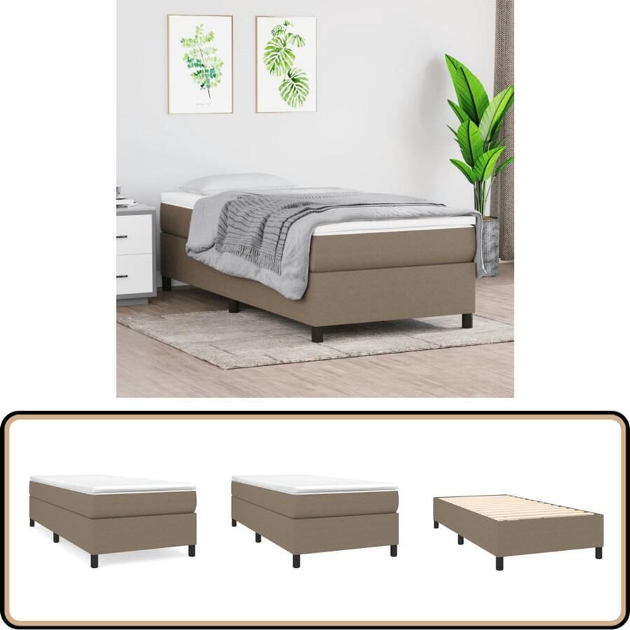 VidaXL Boxspring Taupe Inclusief Matras 90x200 cm Boxspringbed Slaapcomfort Boxspring Tweepersoonsbed Taupecouleur Frame Bed Slaapkamer Meubels