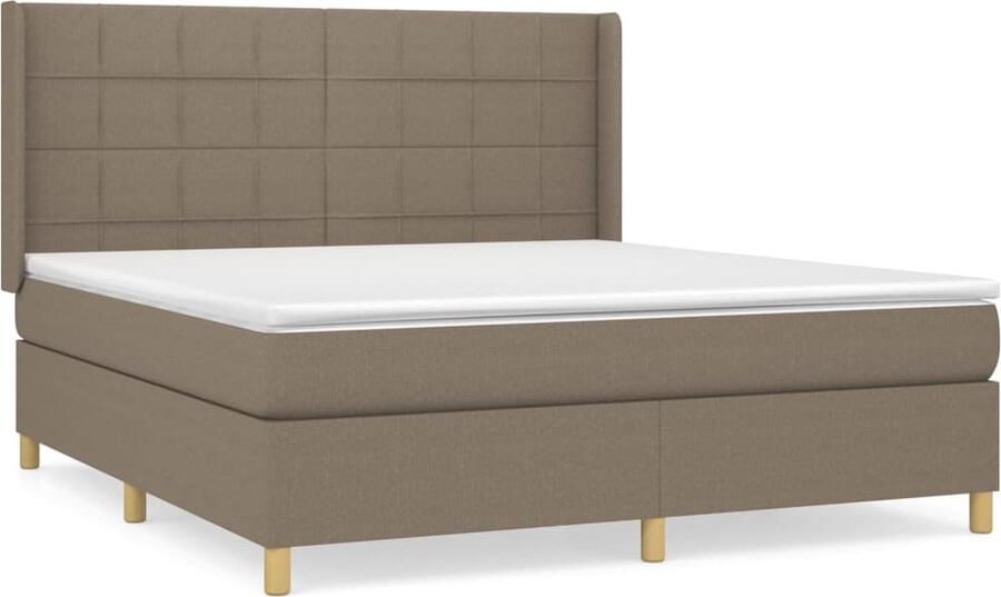 VidaXL Boxspring Taupe Inclusief Matras & Topmatras Boxspringbed Slaapcomfort Boxspring Tweepersoonsbed Taupecouleur Lederlook - Foto 2