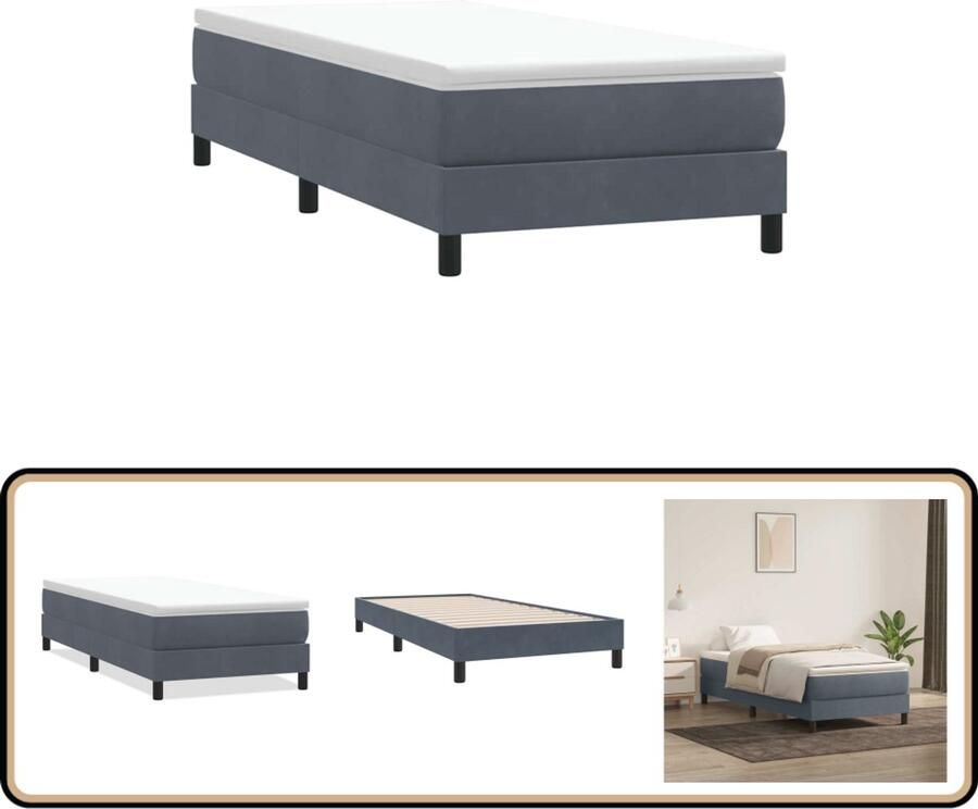 VidaXL Boxspring zonder matras fluweel donkergrijs 100x210 cm