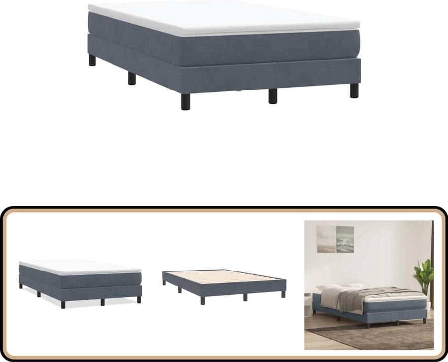 VidaXL Boxspring zonder matras fluweel donkergrijs 120x210 cm