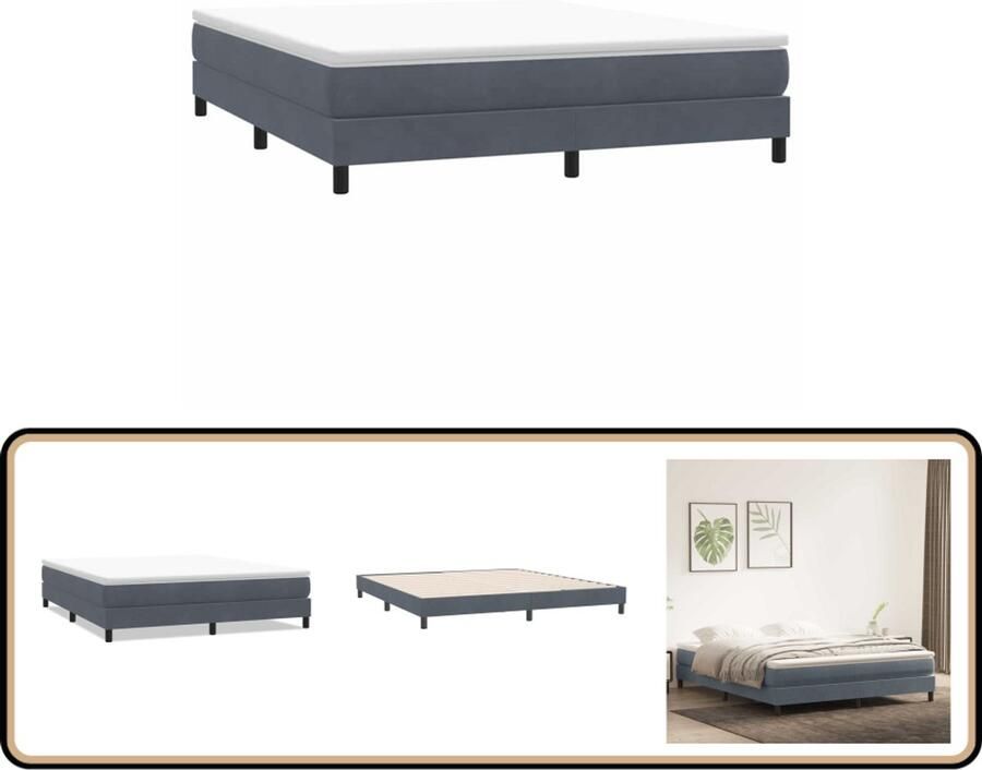 VidaXL Boxspring zonder matras fluweel donkergrijs 180x210 cm