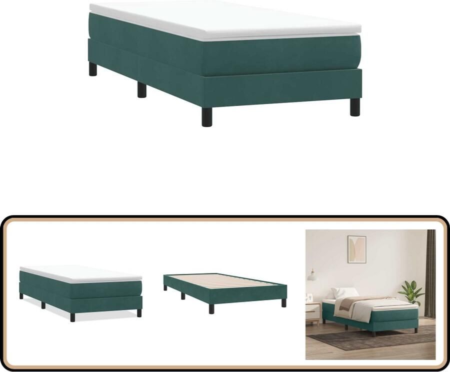 VidaXL Boxspring zonder matras fluweel donkergroen 100x210 cm