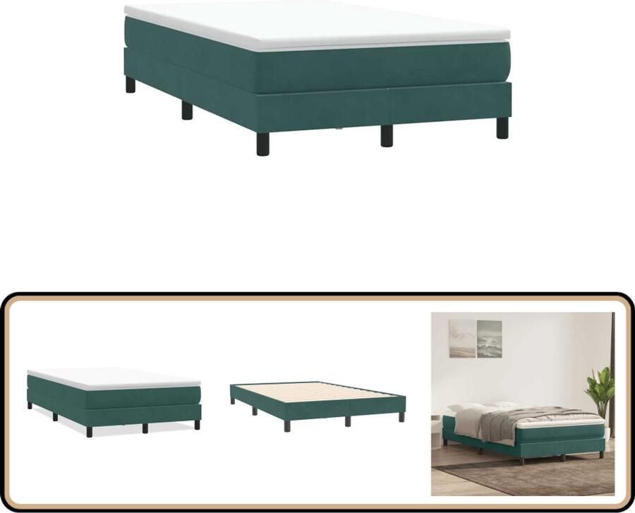 VidaXL Boxspring zonder matras fluweel donkergroen 120x210 cm - Foto 2