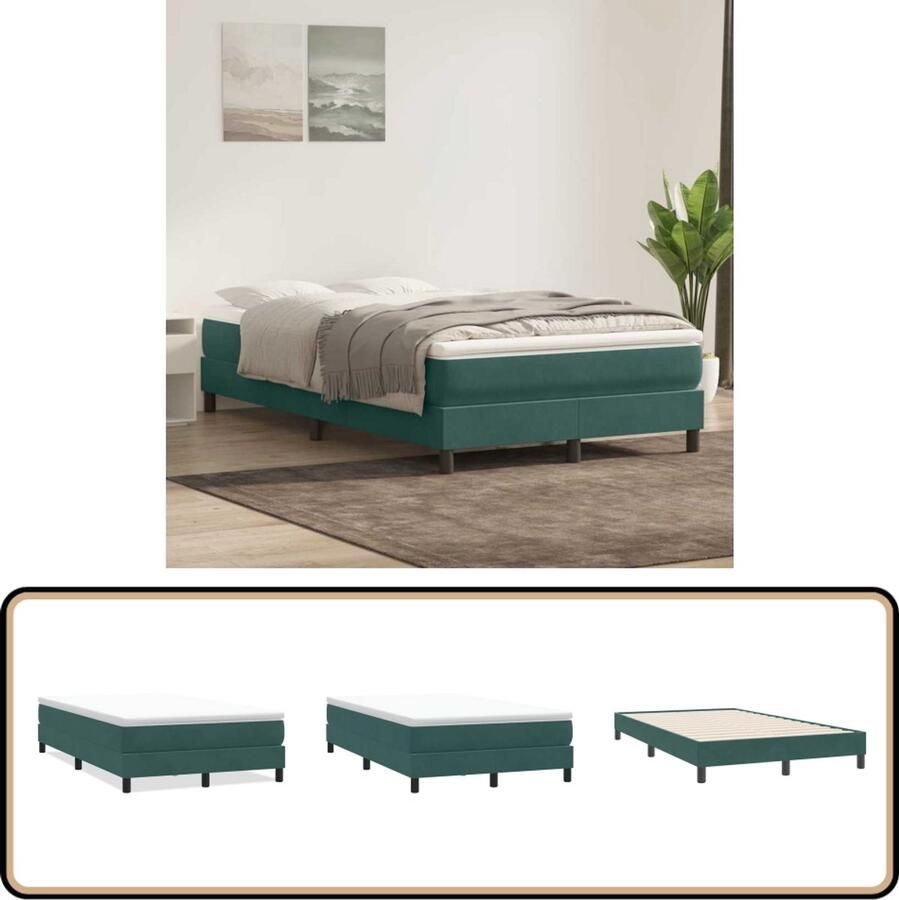 VidaXL Boxspring zonder matras fluweel donkergroen 120x220 cm