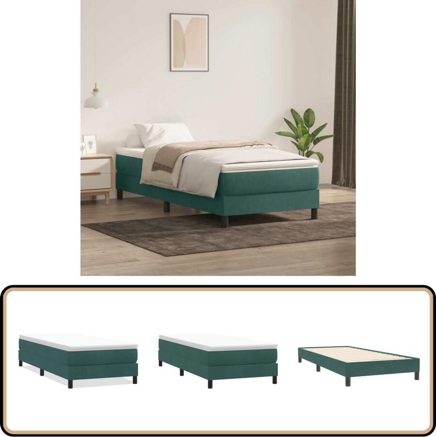 VidaXL Boxspring zonder matras fluweel donkergroen 90x220 cm
