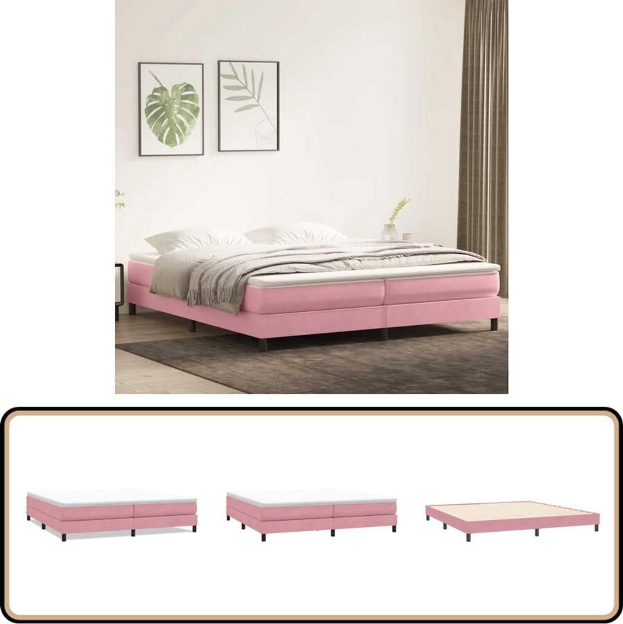 VidaXL Boxspring zonder matras fluweel roze 200x220 cm