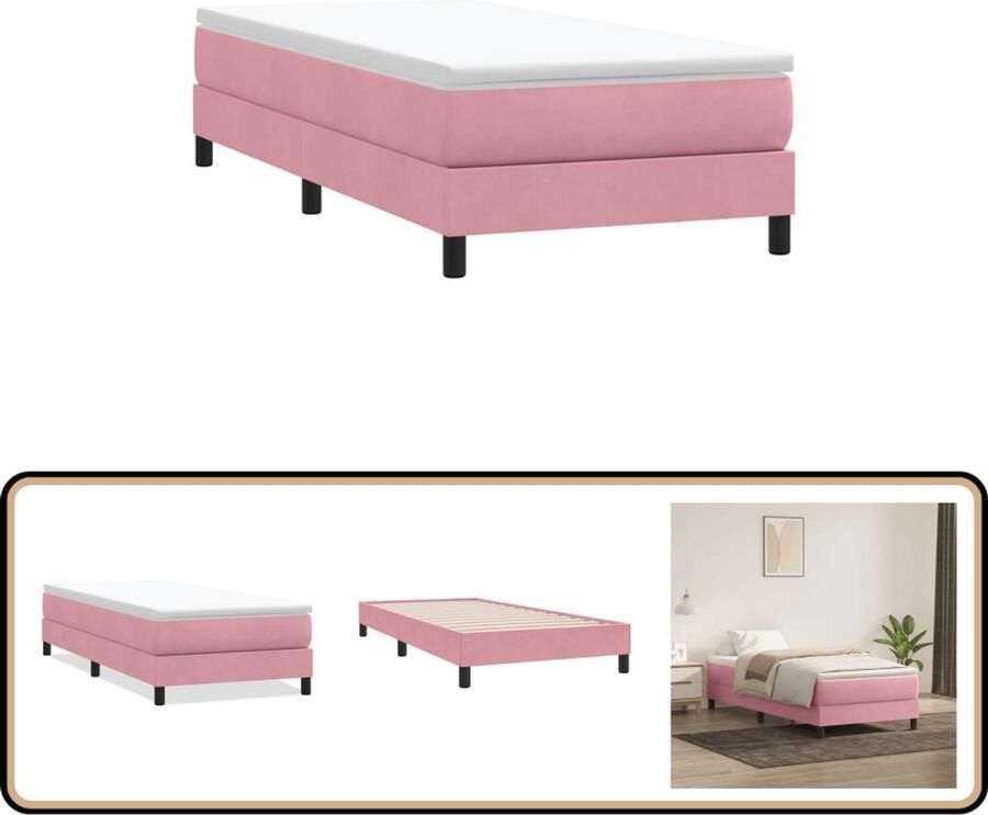 VidaXL Boxspring zonder matras fluweel roze 90x210 cm