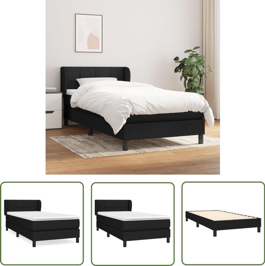Vida XL Boxspring met matras stof zwart 90x190 cm SKU: V3126207 - Foto 2