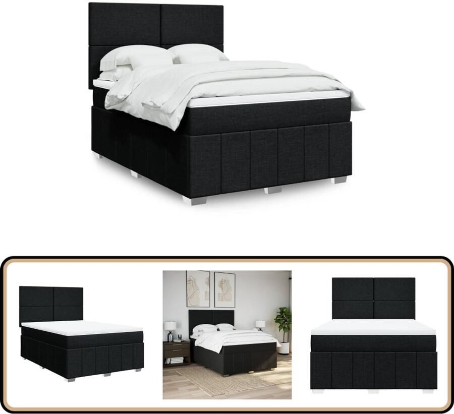 VidaXL Boxspring Zwart 140x200 cm Inclusief Matras Boxspring Boxspringbed Matras Tweepersoonsbed Slaapkamerinrichting