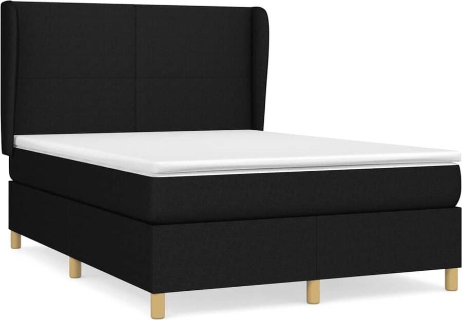 VidaXL Boxspring Zwart 140x200 cm Inclusief Matras Boxspringbed Boxspring Tweepersoonsbed Slaapcomfort Pocketveermatras Zithoogte Hoofdbord Zwarte Bed - Foto 2