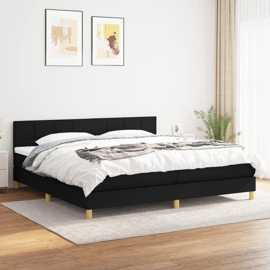 VidaXL Boxspring Zwart 200x200 cm Inclusief Matras Boxspringbed Boxsprings Slaapkamerinrichting Tweepersoonsbed Luxe Bed Zwarte Bed Design Bed Stapelbare Bedden - Foto 2