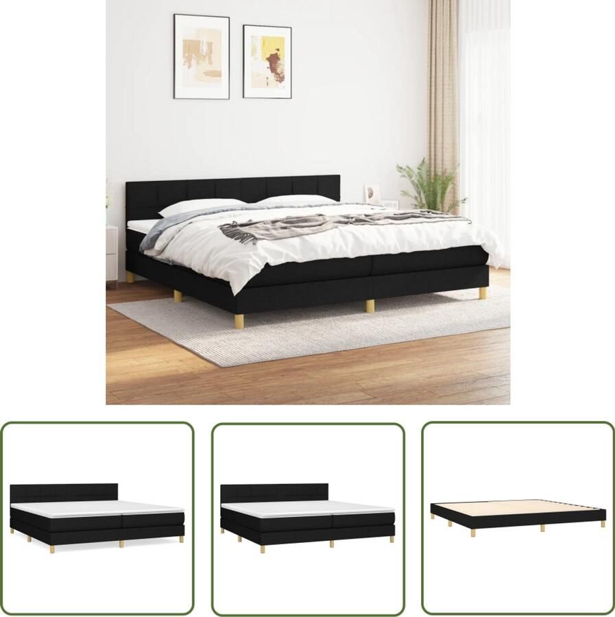 VidaXL Boxspring Zwart 200x200 cm Inclusief Matras Boxspringbed Boxsprings Slaapkamerinrichting Tweepersoonsbed Luxe Bed Zwarte Bed Design Bed Stapelbare Bedden