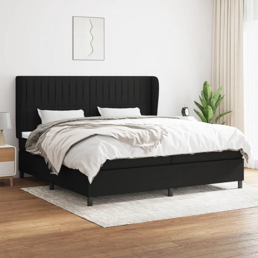VidaXL Boxspring Zwart 200x200 cm Inclusief Matrassen Boxspringbed Boxspring Tweepersoonsbed King Size Bed Stapelbare Bedden Houten Bed Frame Elektrisch Verstelbaar Hoofdbord Pocketveer Matras Middelhard Matras Zware Boxspring - Foto 2