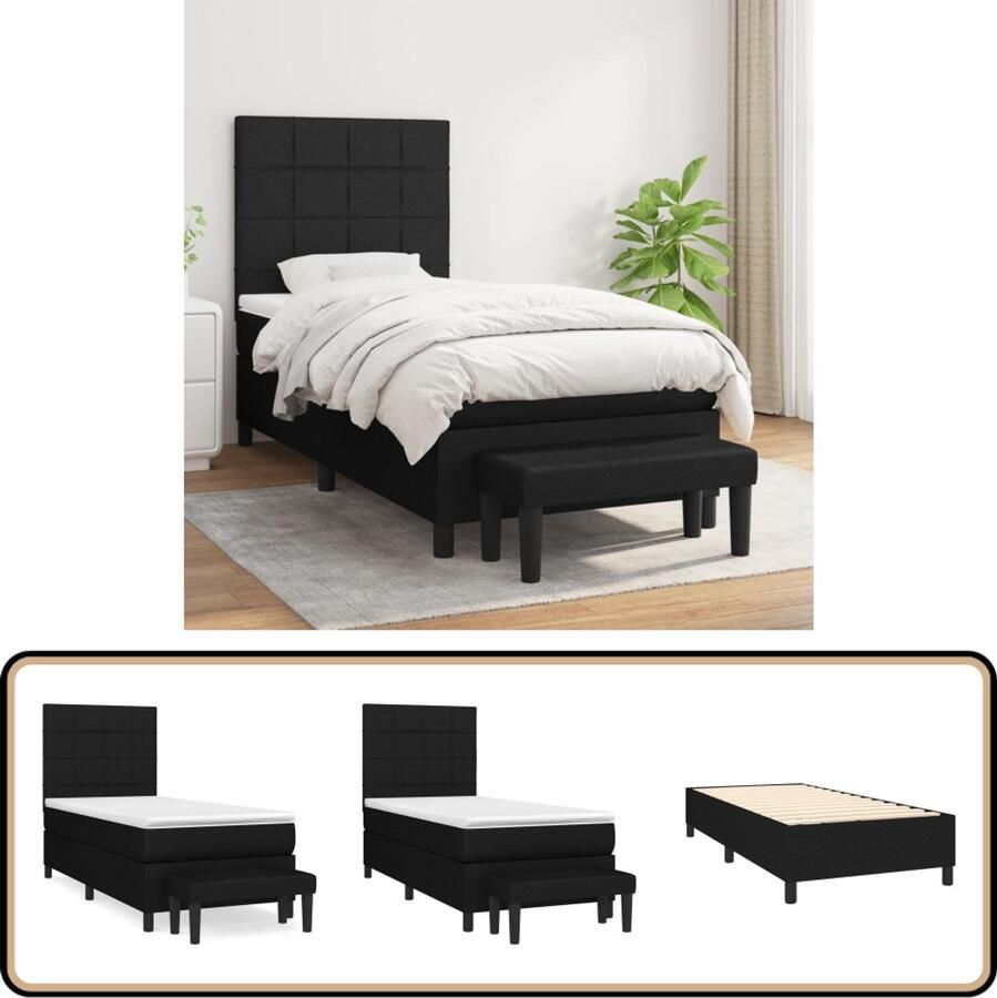 VidaXL Boxspring Zwart 80x200 cm Inclusief Matras Boxspringbed Boxsprings Slaapkamer Meubels Bed Met Hoofdbord Elektrisch Verstelbare Bedden Tweepersoonsbed King Size Bed Luxe Bed