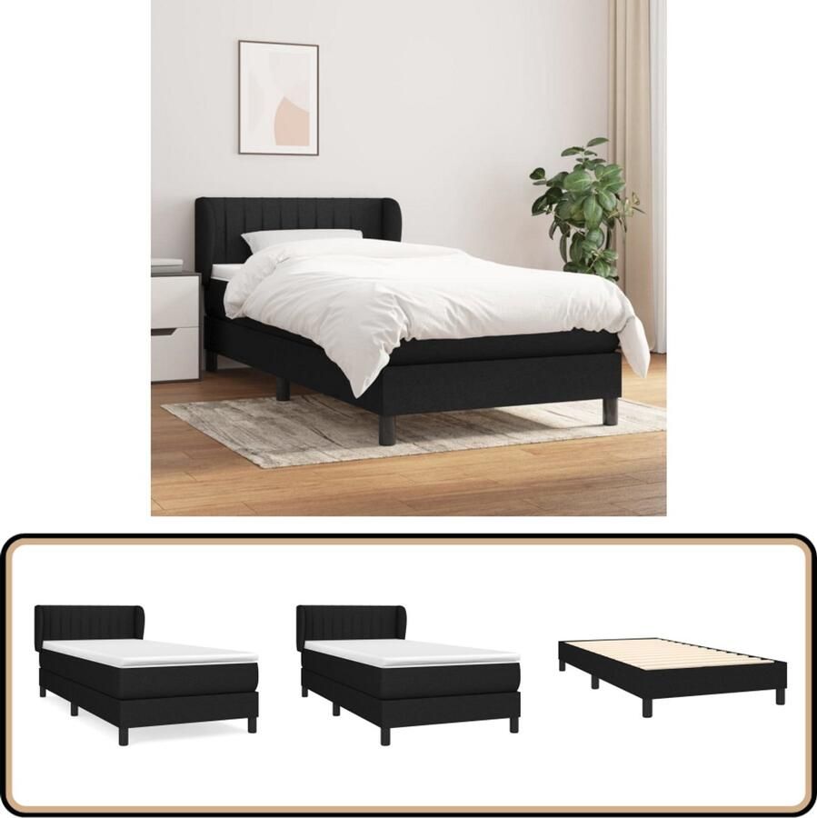 VidaXL Boxspring Zwart 80x200 cm Inclusief Matras Boxspringbed Boxsprings Slaapkamerinrichting Tweepersoonsbed Zitzakken Designmeubelen Zwarte Meubels Modern Bed Pocketed Spring Mattress