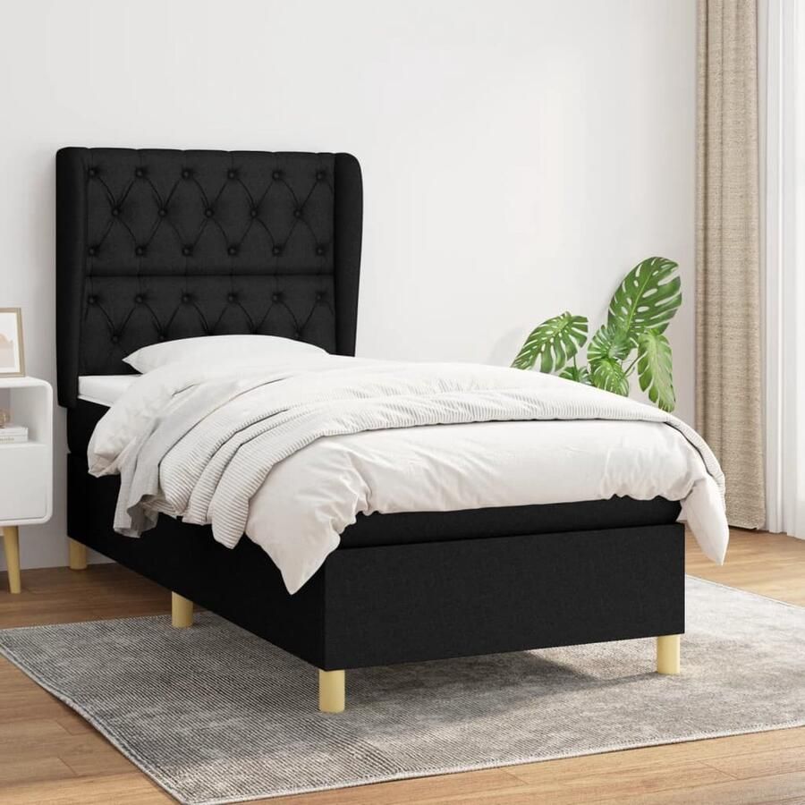 VidaXL Boxspring Zwart 80x200 cm Inclusief Matras Boxspringbed Boxspring Bed Slapen Nacht Relaxen Comfort Zweetvrij Duurzaam Eenvoudig Modern Minimalistisch Zwart - Foto 2