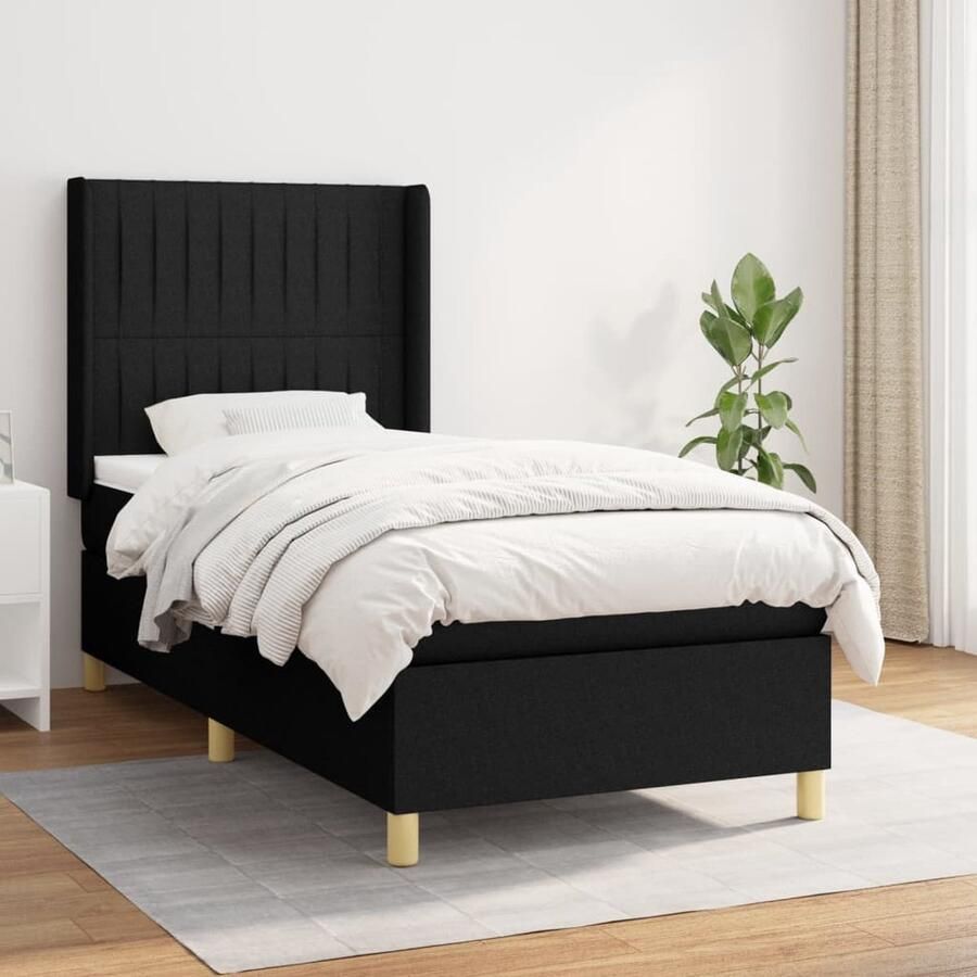 VidaXL Boxspring Zwart 80x200 cm Inclusief Matrassen Boxspring Bed Tweepersoons Bed Boxspring Frame King Size Bed Stapelbare Bedden Houten Bed Modern Bed Minimalistisch Bed Zwart Bed - Foto 2